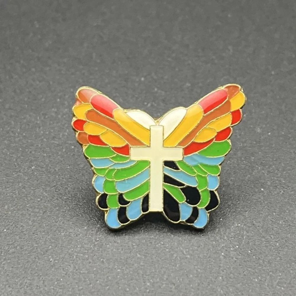 Butterfly Cross‎ Jesus Religion Christian Lapel Hat Pin